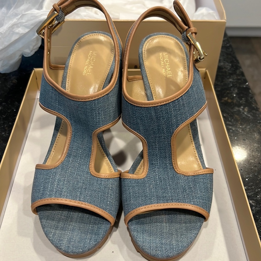 Michael Kors Gillian wedge denim sandals